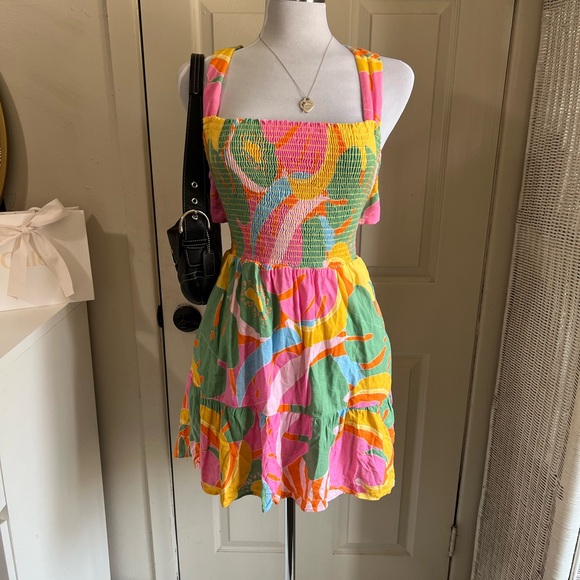 Show Me Your Mumu Collins Mini Dress Women XL Smocked Tropical Fruit Lightweight - Picture 5 of 16